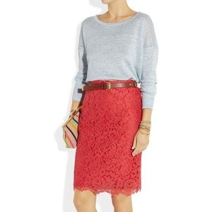 J. Crew lace pencil skirt Red